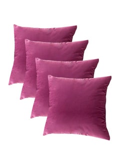 4-Piece Solid Pattern Decorative Pillow velvet Pink 65x10x65cm