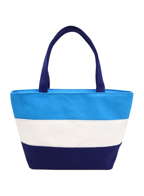 Striped Versatile Zipper Shopper Tote Blue
