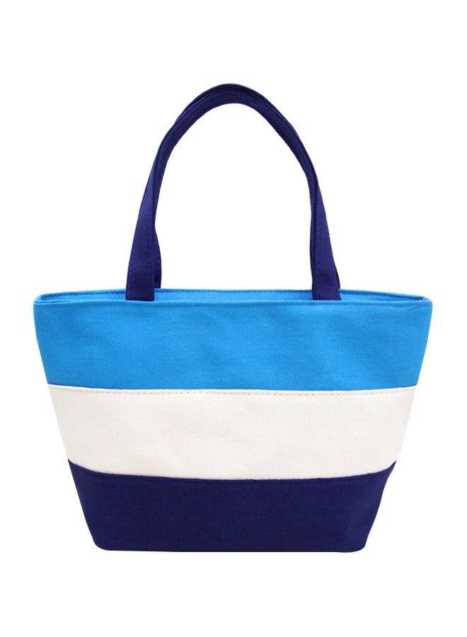 Striped Versatile Zipper Shopper Tote Blue