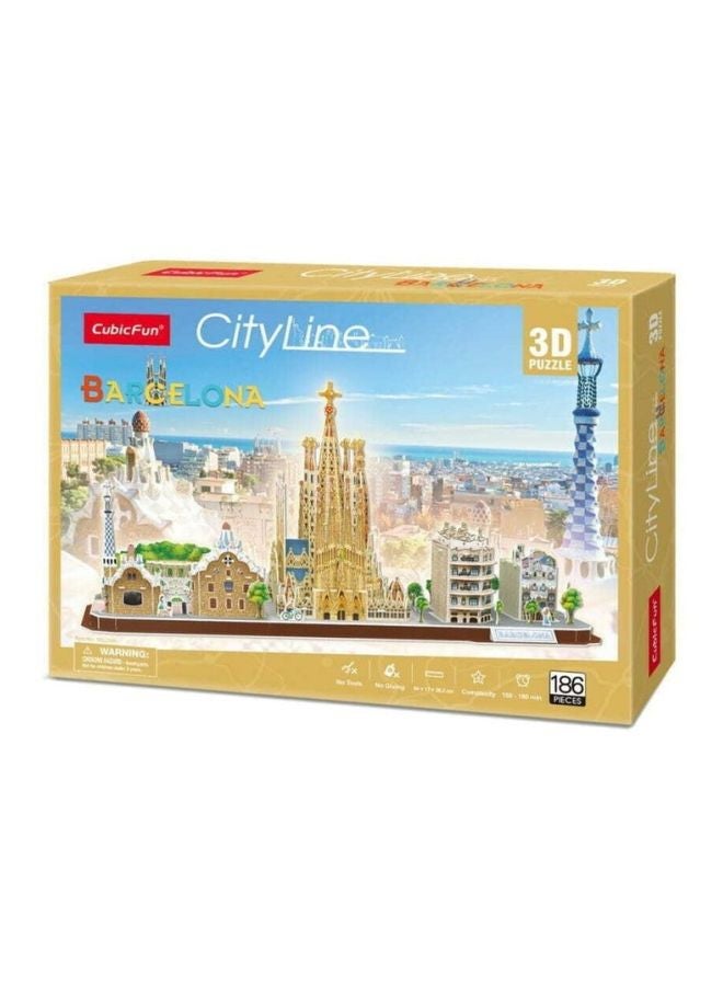 كيوبيك فن مجموعة أحجية ثلاثية الأبعاد بتصميم مدينة برشلونة مكونة من 186 قطعة 54x17x26.2سم - Image 2