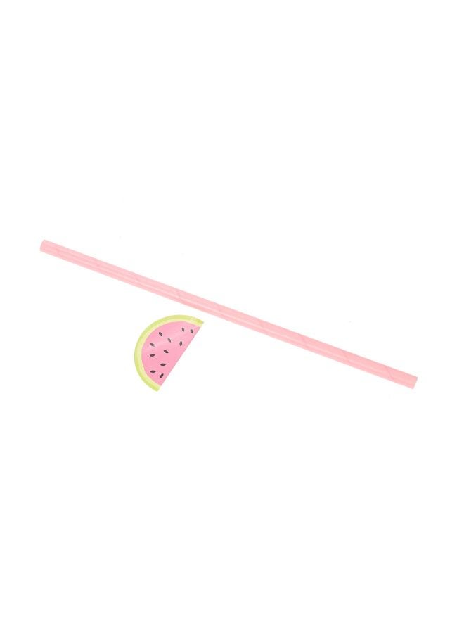 طقم ماصات شرب بتصميم بطيخ من 50 قطعة وردي/ أخضر 19.5x.5سم - Image 2