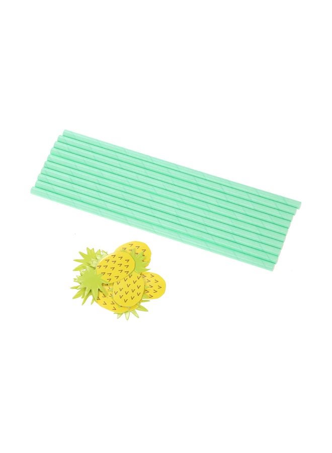 طقم ماصات شرب بتصميم أناناس مكون من 50 قطعة أخضر/أصفر 19.5x.5سم - Image 2