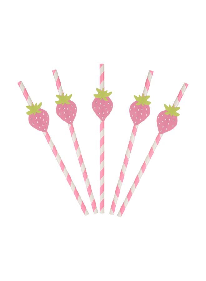 50-Piece Disposable Paper Drinking Straw Set Pink/White/Green 19.5x0.5cm - Image 1