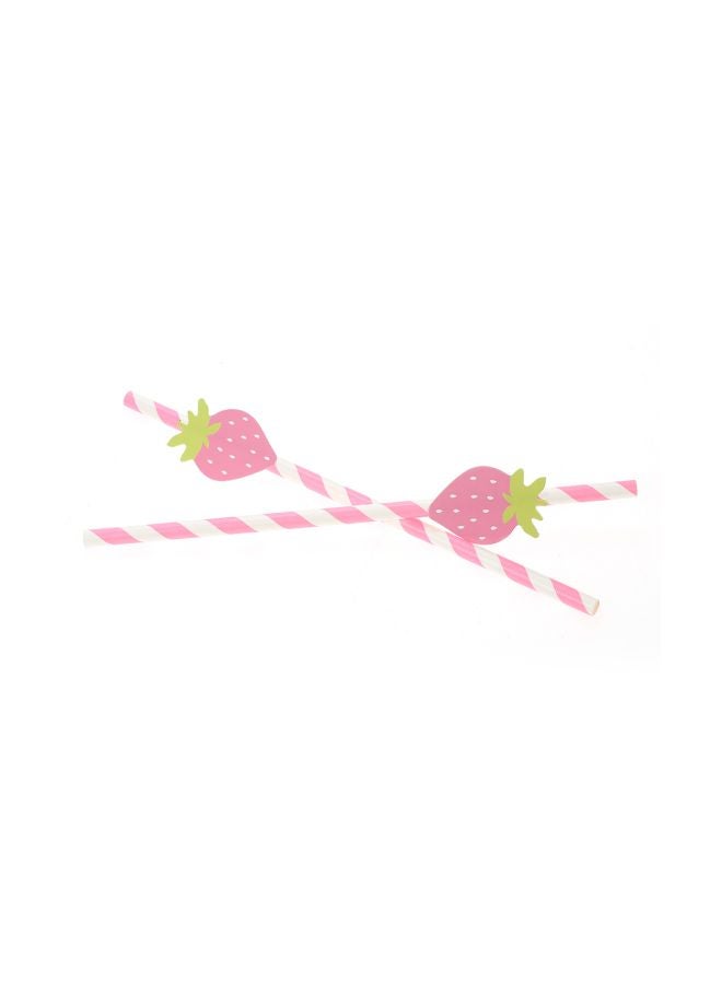50-Piece Disposable Paper Drinking Straw Set Pink/White/Green 19.5x0.5cm - Image 3