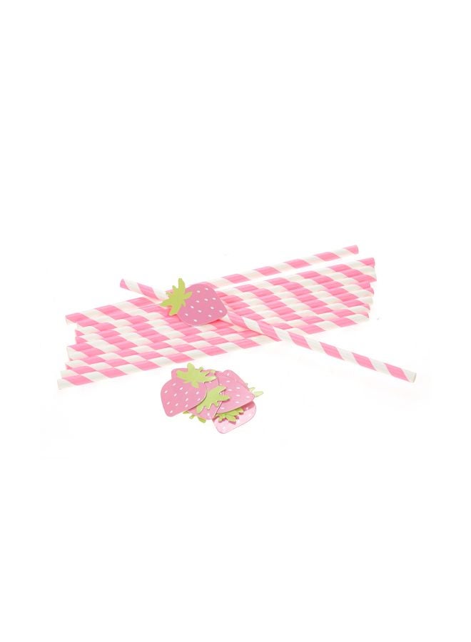 50-Piece Disposable Paper Drinking Straw Set Pink/White/Green 19.5x0.5cm - Image 4