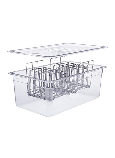 Large Sous Vide Container With Lid Clear/Silver 20.5x8x13inch