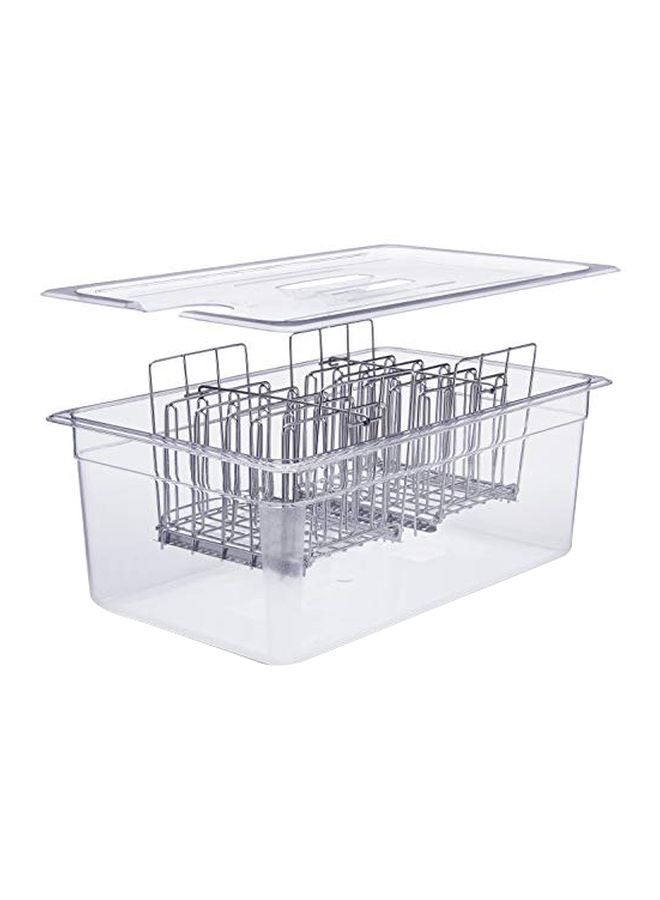 Large Sous Vide Container With Lid Clear/Silver 20.5x8x13inch