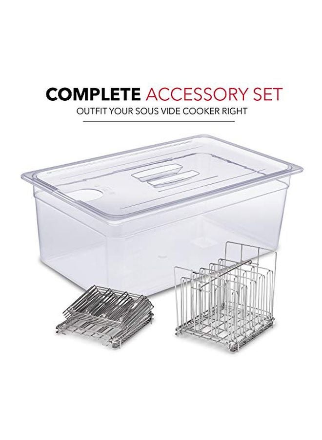 Large Sous Vide Container With Lid Clear/Silver 20.5x8x13inch