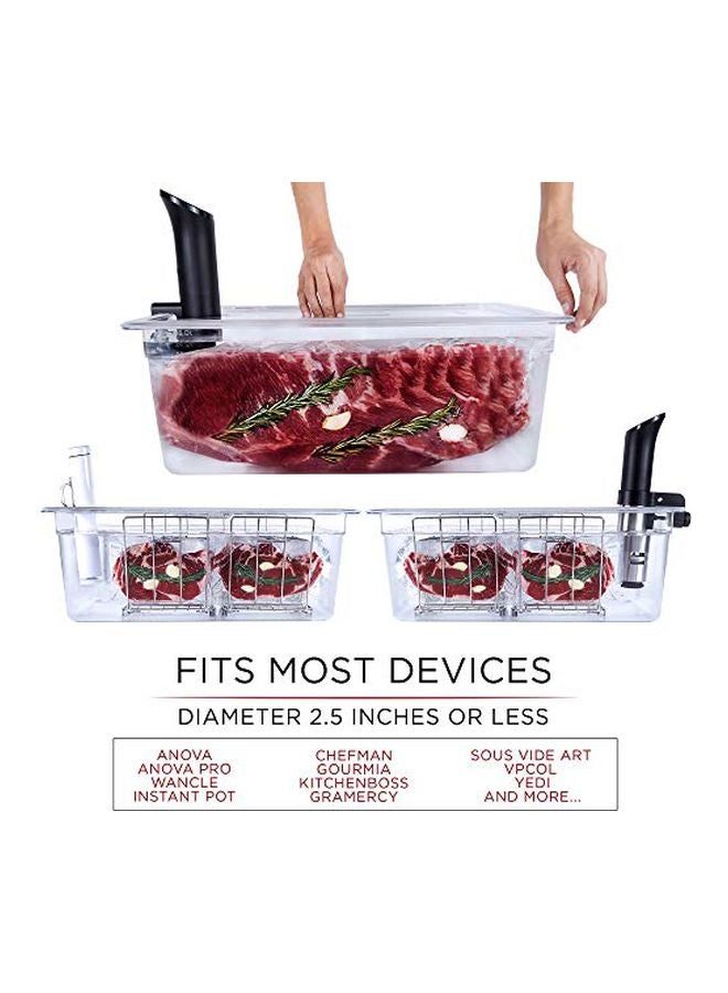 Large Sous Vide Container With Lid Clear/Silver 20.5x8x13inch