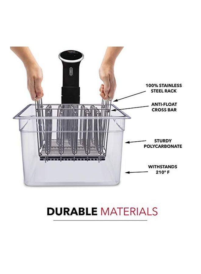 Large Sous Vide Container With Lid Clear/Silver 20.5x8x13inch