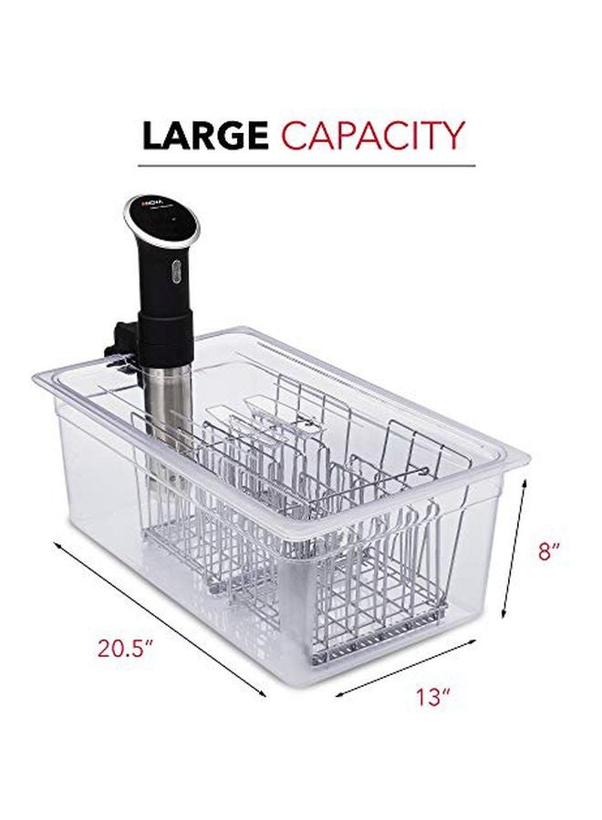 Large Sous Vide Container With Lid Clear/Silver 20.5x8x13inch