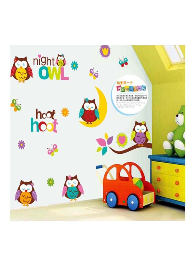 Cartoon Owls Wall Sticker Yellow/Brown/Green 50cm  - Image 1