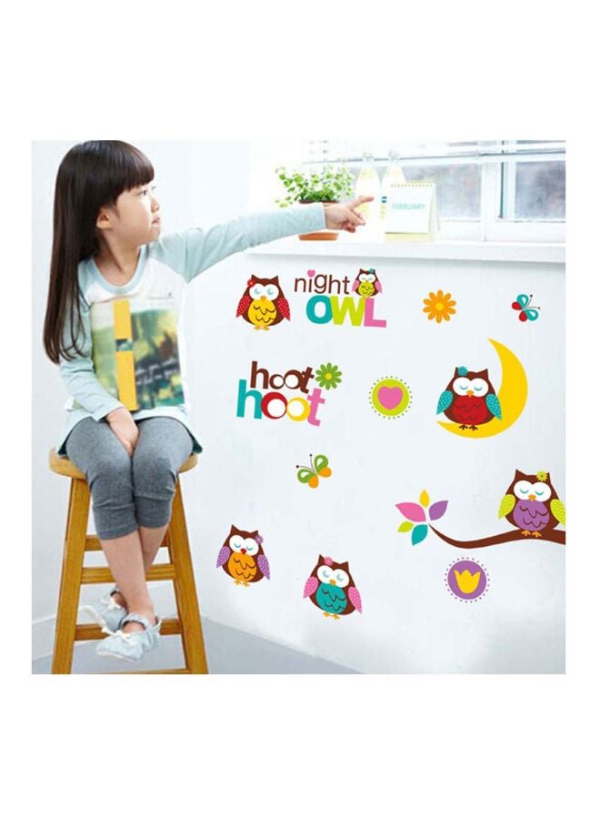 Cartoon Owls Wall Sticker Yellow/Brown/Green 50cm  - Image 2