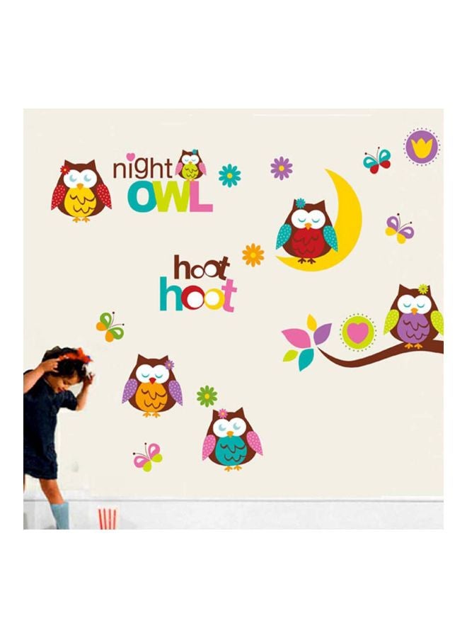 Cartoon Owls Wall Sticker Yellow/Brown/Green 50cm  - Image 3