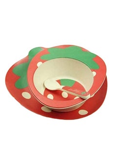 Bamboo 4-Piece Strawberry Design Tableware Set  - Image 1