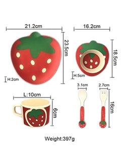 Bamboo 4-Piece Strawberry Design Tableware Set  - Image 2