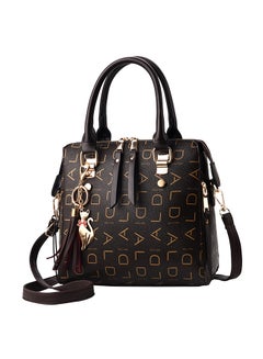 Elegant Contrast Colour Letter Pattern Handbag Black