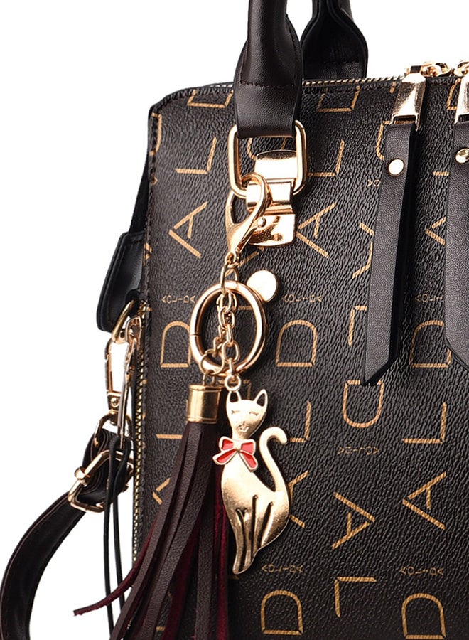 Generic - Elegant Contrast Colour Letter Pattern Handbag Black - Image 1