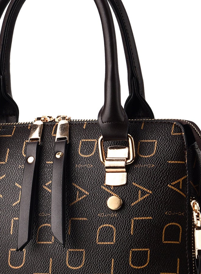 Generic - Elegant Contrast Colour Letter Pattern Handbag Black - Image 1