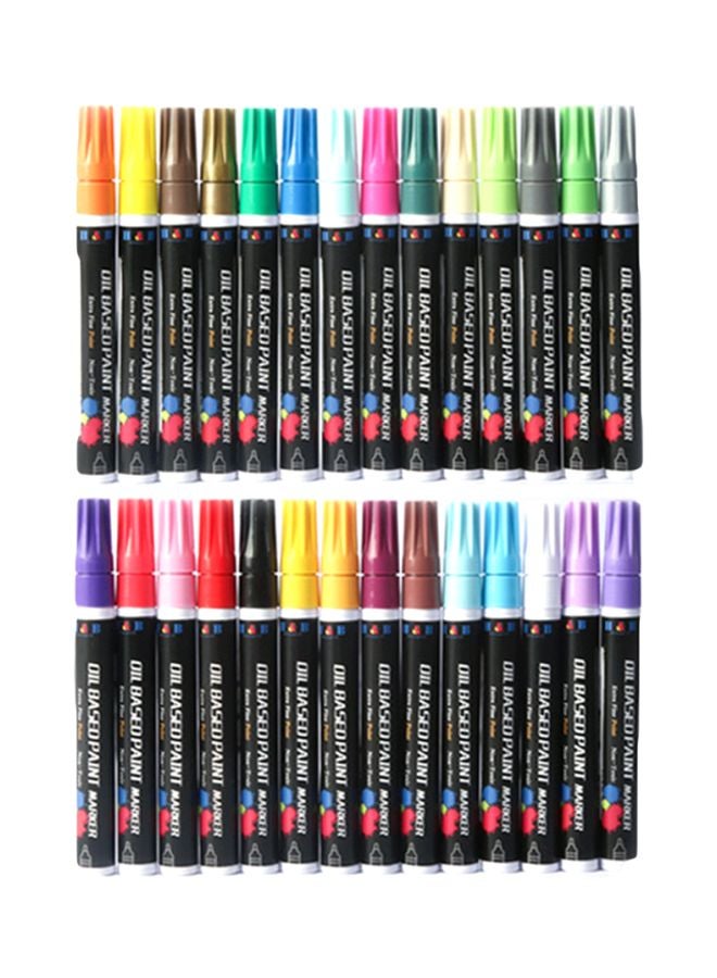 H&B - 28-Piece Oil Based Paint Marker Pens Set Blue/Red/Green - Image 1