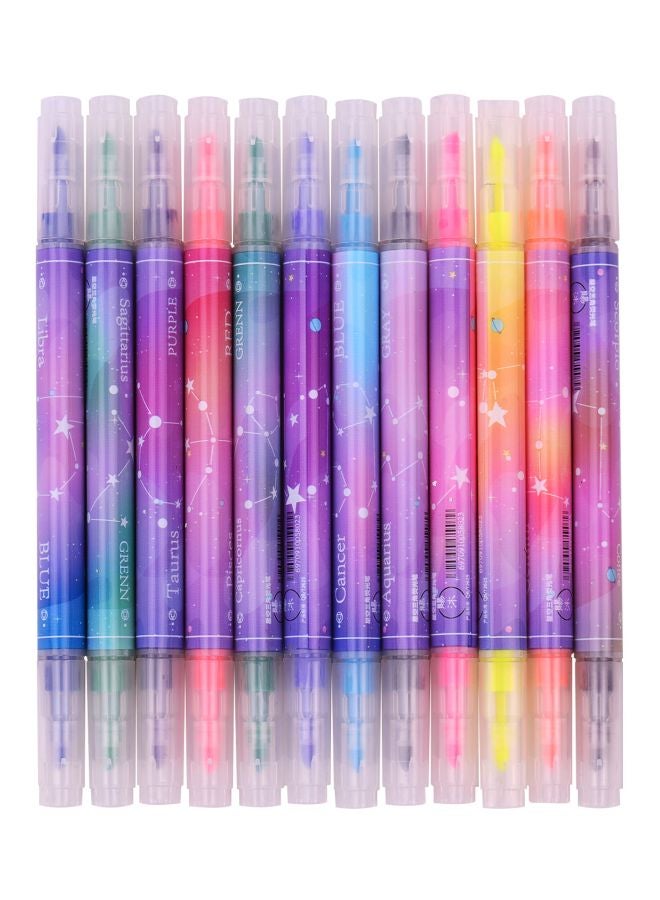 Generic 12-Piece Double-Ended Highlighter Pen Blue/Red/Green 
