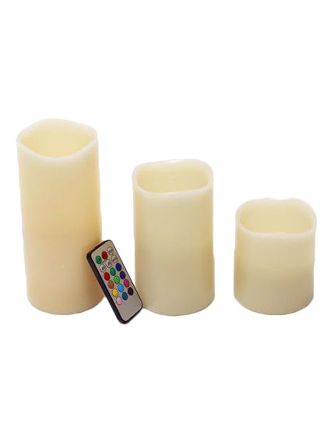 3-Piece LED Flameless Candle Set With Remote White 7.5 x 10cm