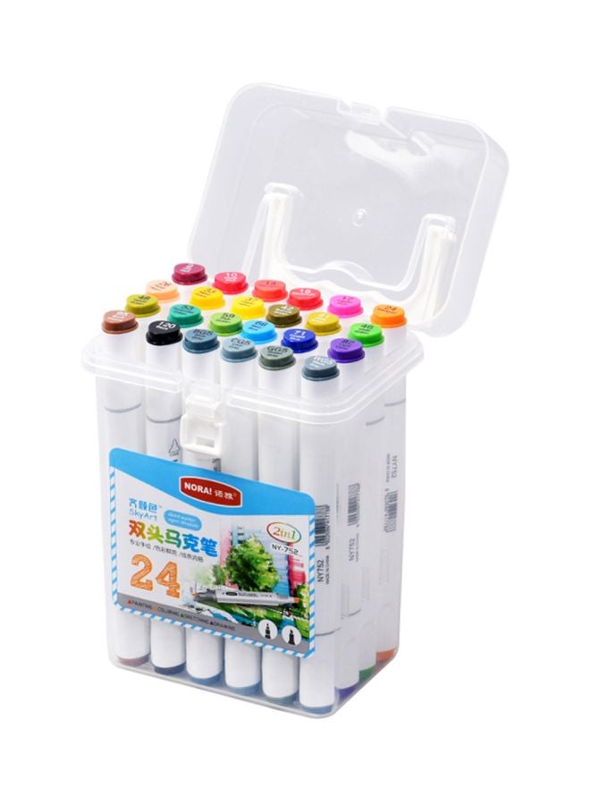 Nora 24-Piece Dual Head Permanent Marker Set Yellow/Pink/Red  - Image 1
