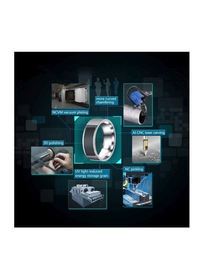 خاتم ذكي مضاد للماء ومتعدد الوظائف . أسود/ فضي - Image 4