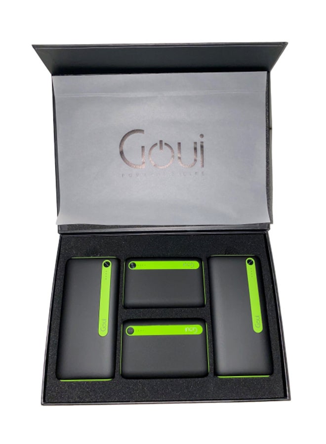 Goui 4-Piece Power Bank Set (2 Econ Power Bank 20000 mAh, 2 Econ Power Bank 10000 mAh, 4 USB Cables) Black/Green - Image 1