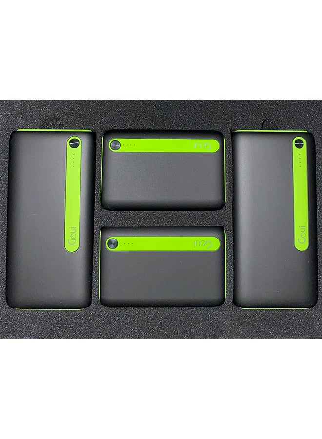 Goui 4-Piece Power Bank Set (2 Econ Power Bank 20000 mAh, 2 Econ Power Bank 10000 mAh, 4 USB Cables) Black/Green - Image 3