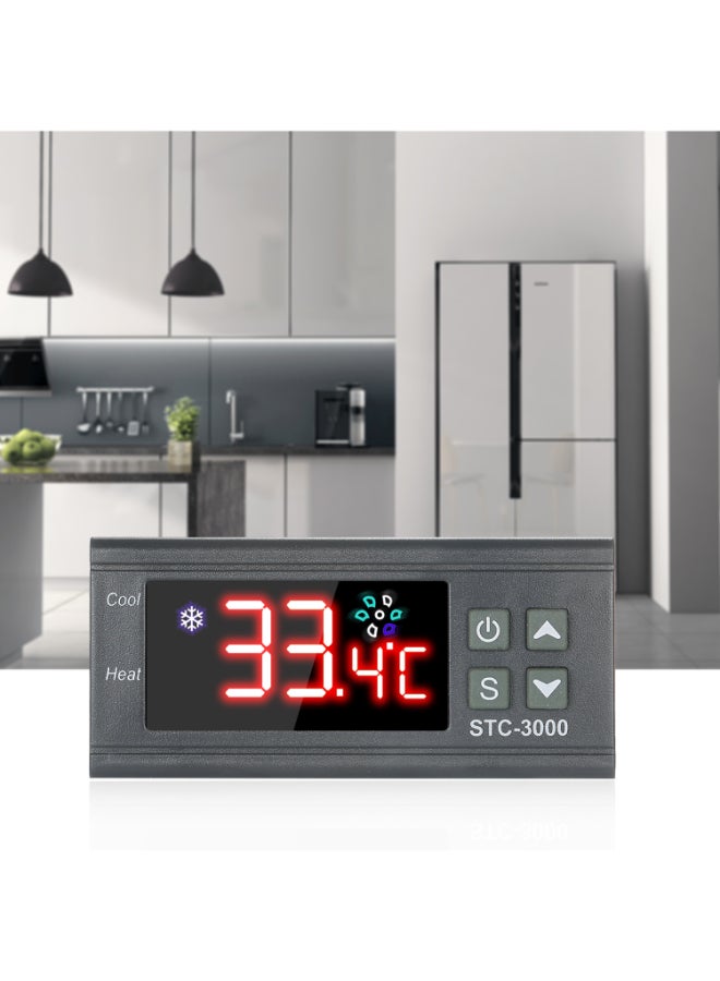 Generic - STC-3000 Digital Microcomputer Temperature Controller With NTC Probe Cool Heat Sensor Grey/Black/Orange - Image 1
