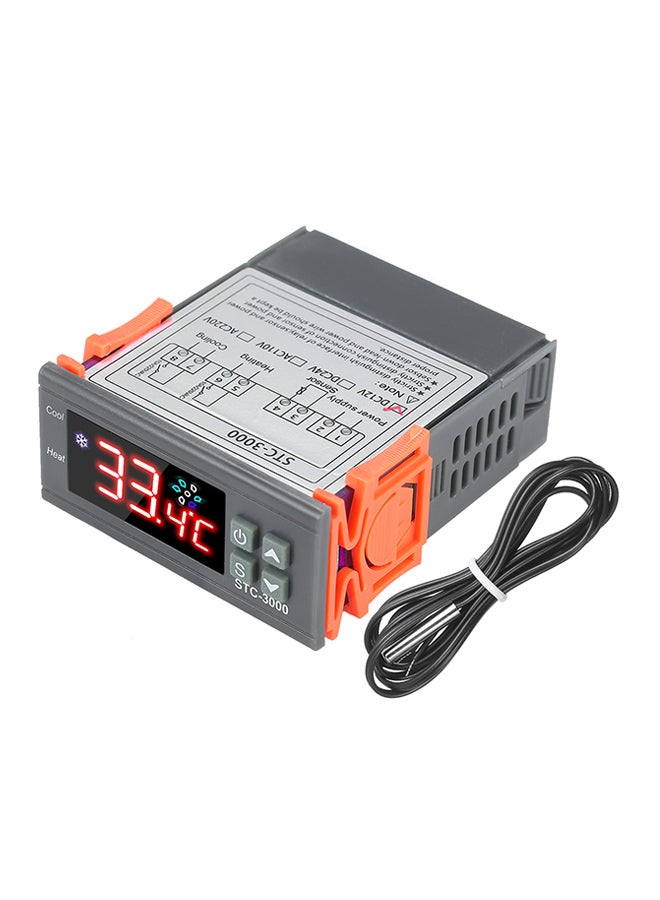 جهاز حراري رقمي للتحكم في درجة حرارة الكمبيوتر الدقيق طراز STC-3000 مع جهاز استشعار الحرارة البارد NTC رمادي/ أسود/ برتقالي - Image 1