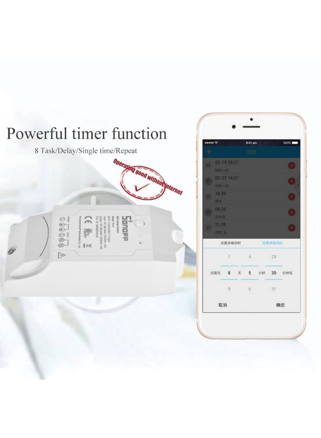 SONOFF - TH10 WiFi Smart Switch Remote Controller Temperature And Humidity Sensor White/Black - Image 1