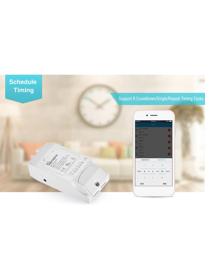 SONOFF - TH10 WiFi Smart Switch Remote Controller Temperature And Humidity Sensor White/Black - Image 1