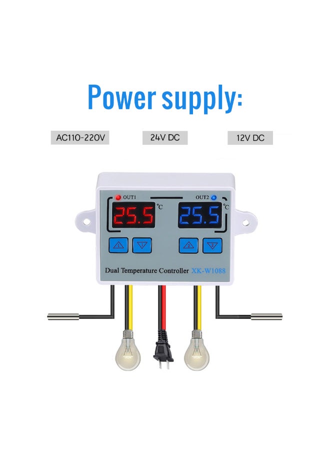 Dual Digital Thermostat Temperature Controller For incubator XK-W1088 White - Image 5
