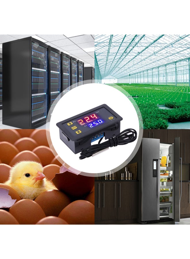 ماركة غير محددة - ثرموستات منظم للحرارة رقمي صغير بشاشة LED ومفتاح للتحكم في درجة الحرارة وحساس طراز W3230 أسود - Image 1