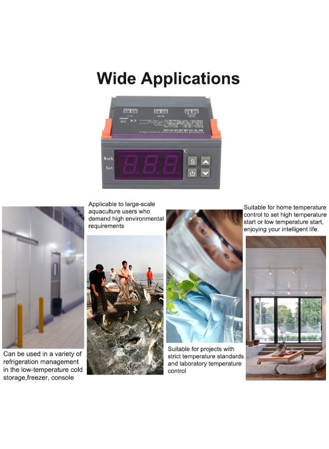 Generic - MH-1210W Intelligent Micro Computer Digital Temperature Controller With Sensor Grey/Orange - Image 1