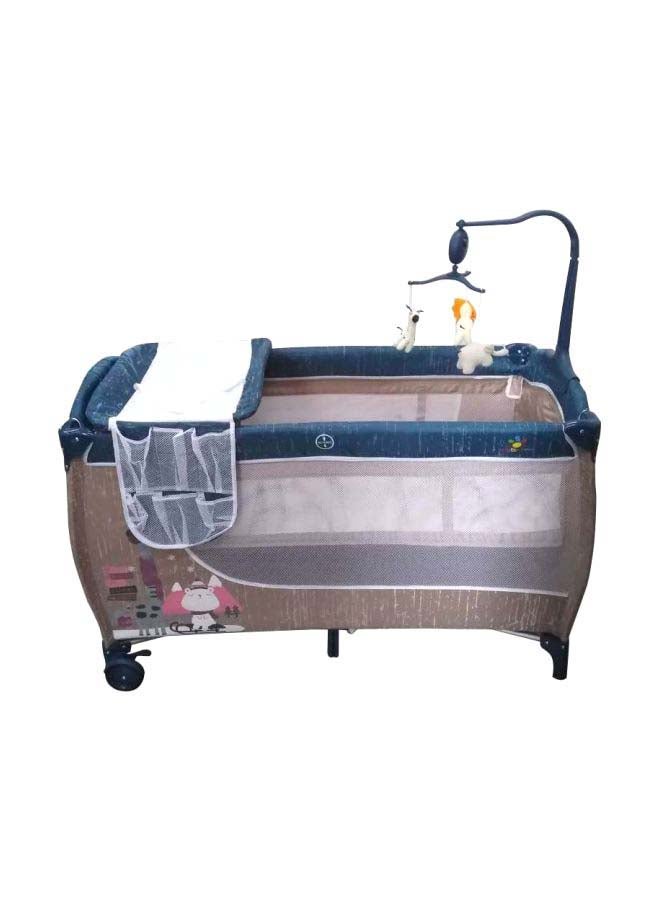 Baby love Double Layer Playpen And Bed With Hanging Mobiles Toys For Children  - Image 1