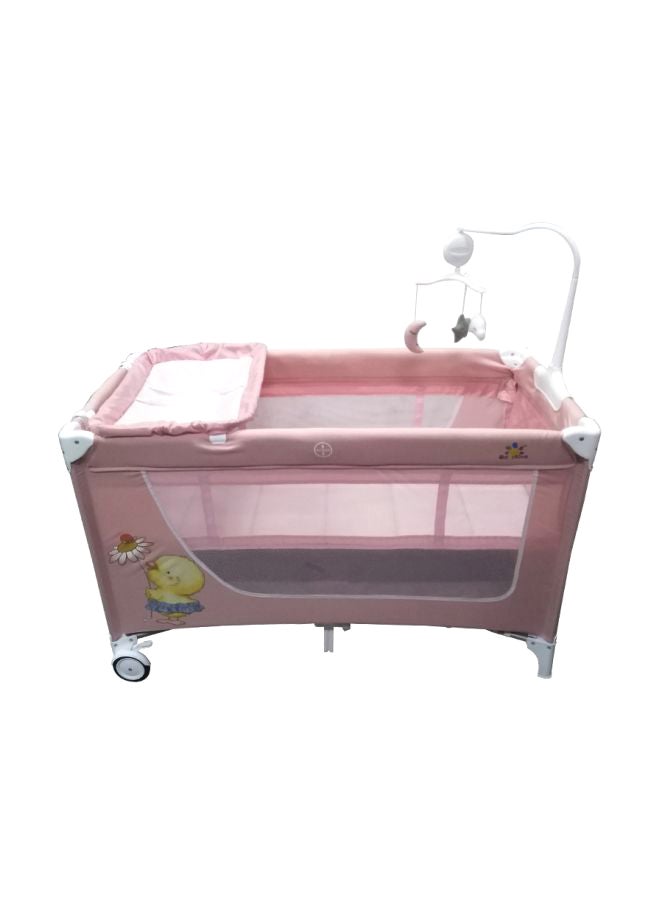 Baby love - Portable Folding Activity Center Baby Double Layer Playpen Bassinet Bed With Hanging Toys - Image 1