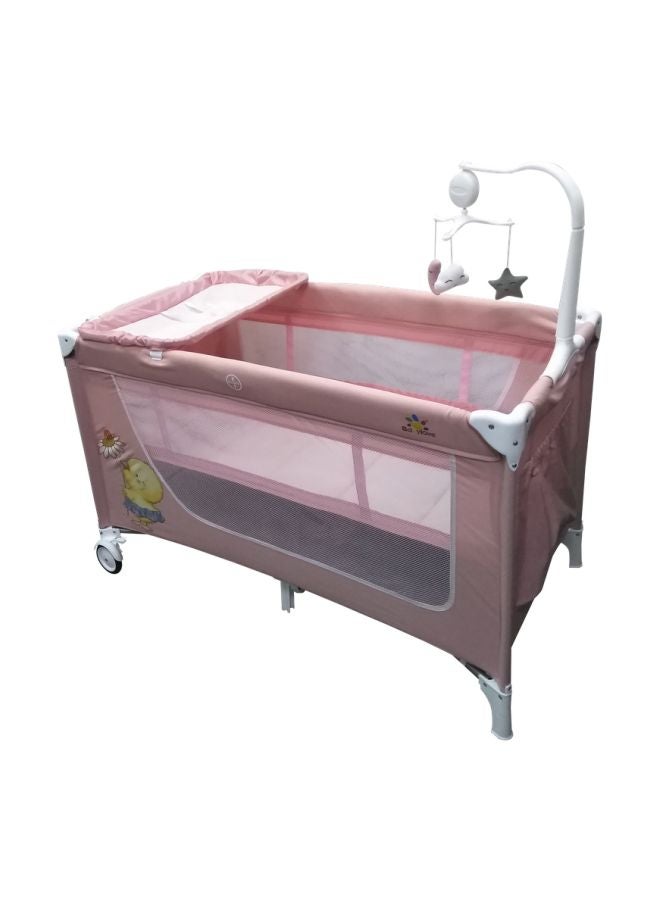Baby love - Portable Folding Activity Center Baby Double Layer Playpen Bassinet Bed With Hanging Toys - Image 1