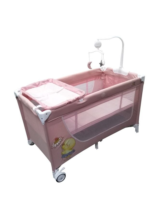 Baby love - Portable Folding Activity Center Baby Double Layer Playpen Bassinet Bed With Hanging Toys - Image 1