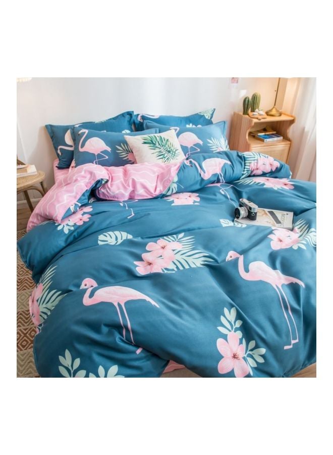 4-Piece Luxury Jacquard Duvet Cover Set Combination Blue/Pink/White - Image 5