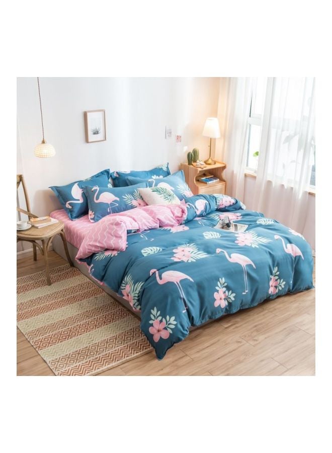 4-Piece Luxury Jacquard Duvet Cover Set Combination Blue/Pink/White - Image 1