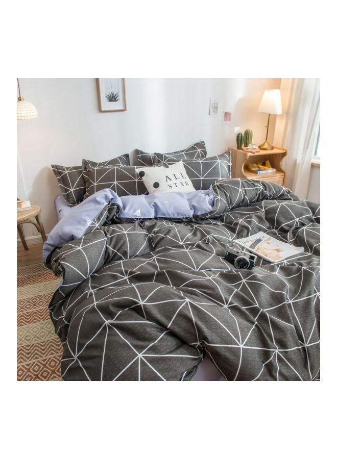 4-Piece Luxury Jacquard Duvet Cover Set Combination Grey/White - Image 3