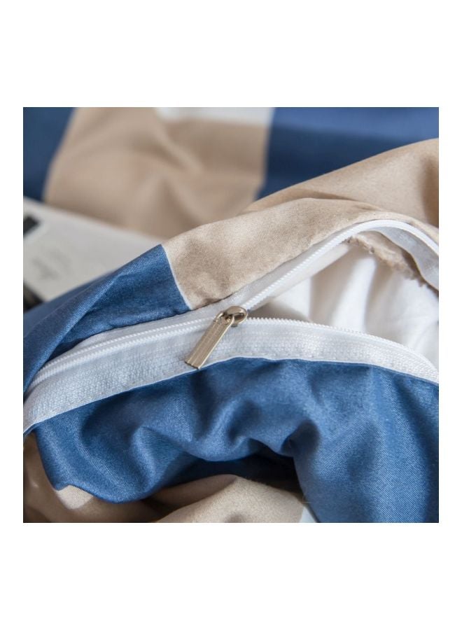4-Piece Luxury Jacquard Duvet Cover Set Combination Blue/Beige - Image 5