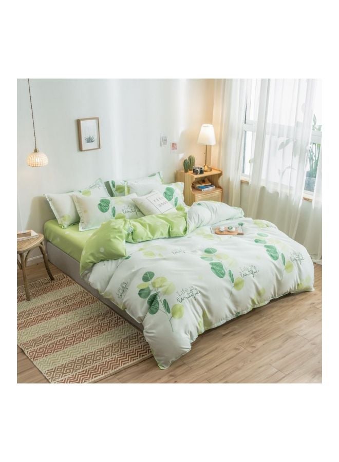 4-Piece Luxury Jacquard Duvet Cover Set Polyester Green/White - Image 1