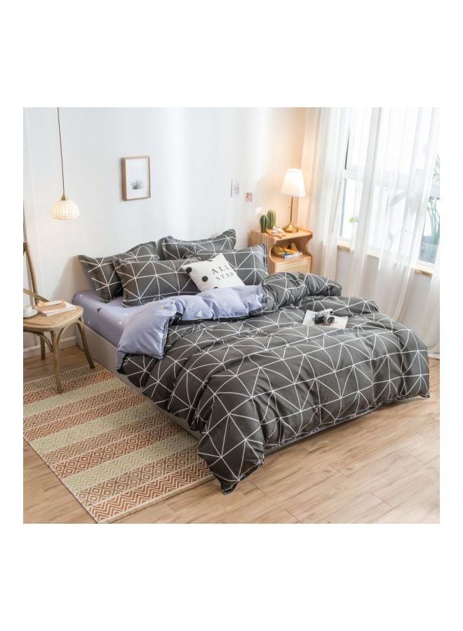 4-Piece Luxury Jacquard Duvet Cover Set Polyester Purple/Black/White - Image 1