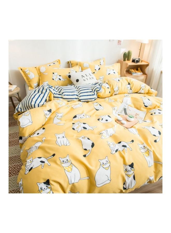 4-Piece Duvet Cover Set Combination Yellow/White/Black - Image 5
