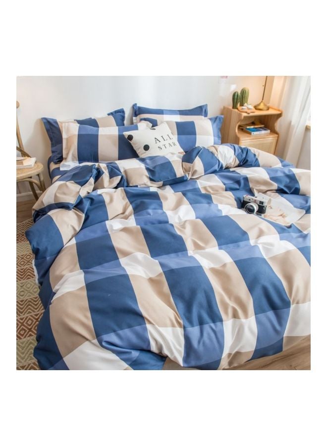 4-Piece Duvet Cover Set Combination Blue/Beige/White - Image 4