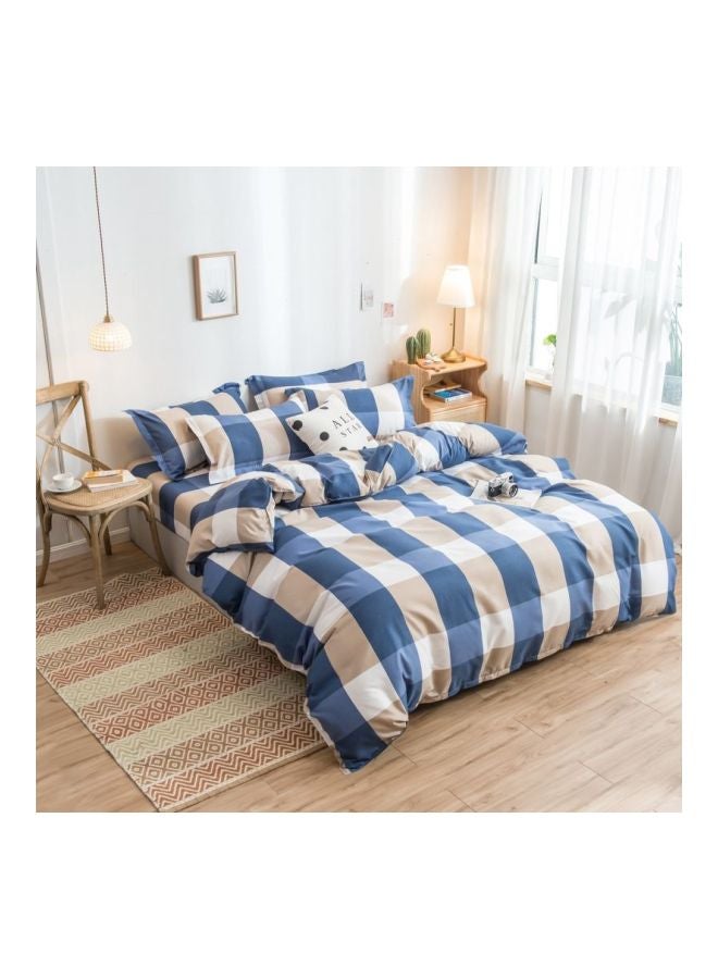 4-Piece Duvet Cover Set Combination Blue/Beige/White - Image 1